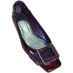 BCBGirls Patent Leather Dark Red Ballet Slip-on Flat Shoe Women Sz 8.5 Like NEW